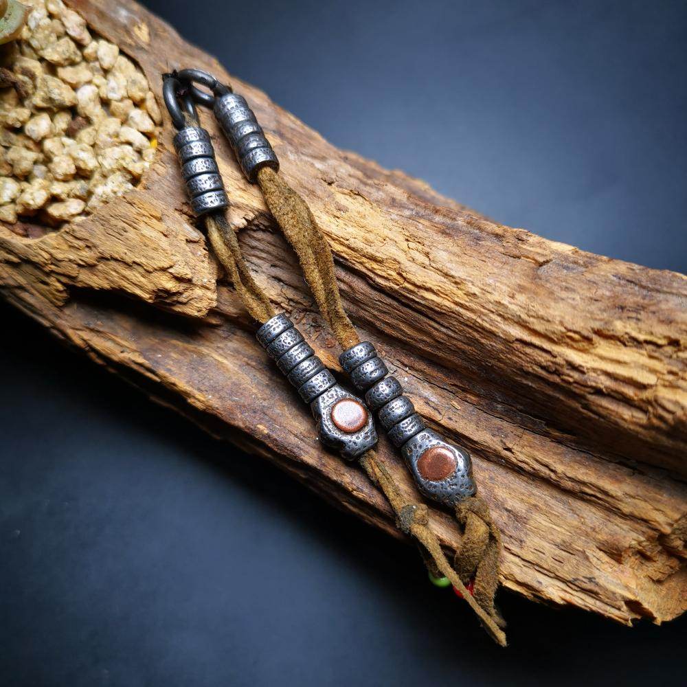 6mm Cold Iron Prayer Bead Counters with Mantra Dot Pendant - Gandhanra-ART