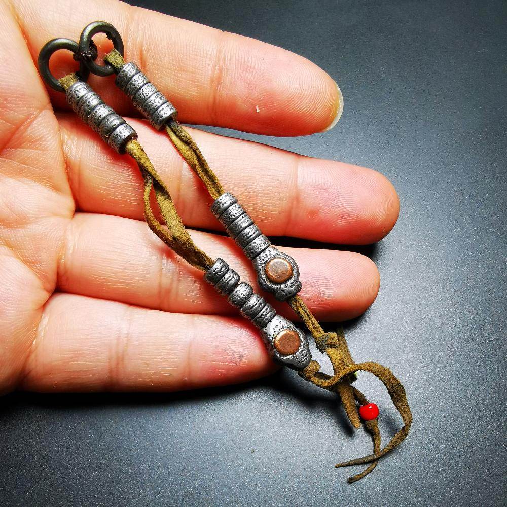 6mm Cold Iron Prayer Bead Counters with Mantra Dot Pendant - Gandhanra-ART