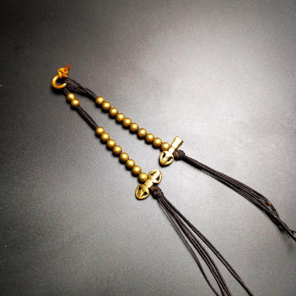 4mm Brass Prayer Bead Counters with Dorje Bell Pendant - Gandhanra-ART