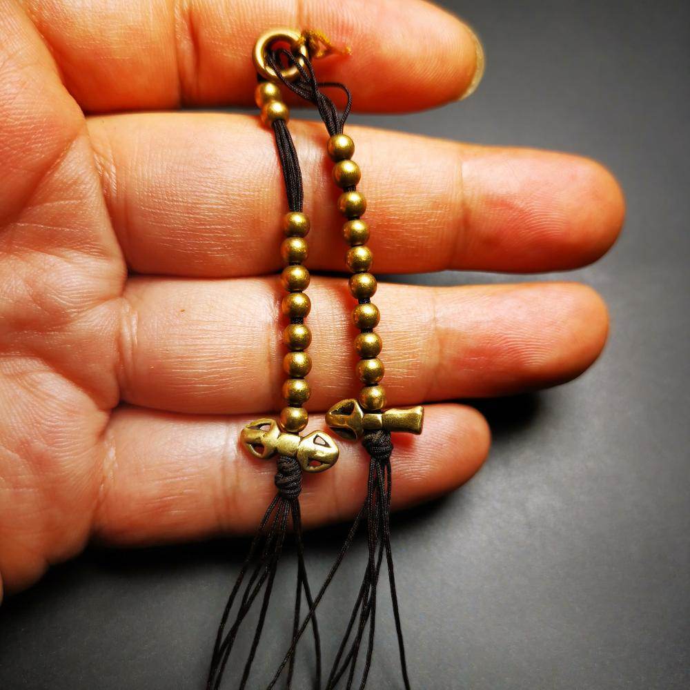 4mm Brass Prayer Bead Counters with Dorje Bell Pendant - Gandhanra-ART