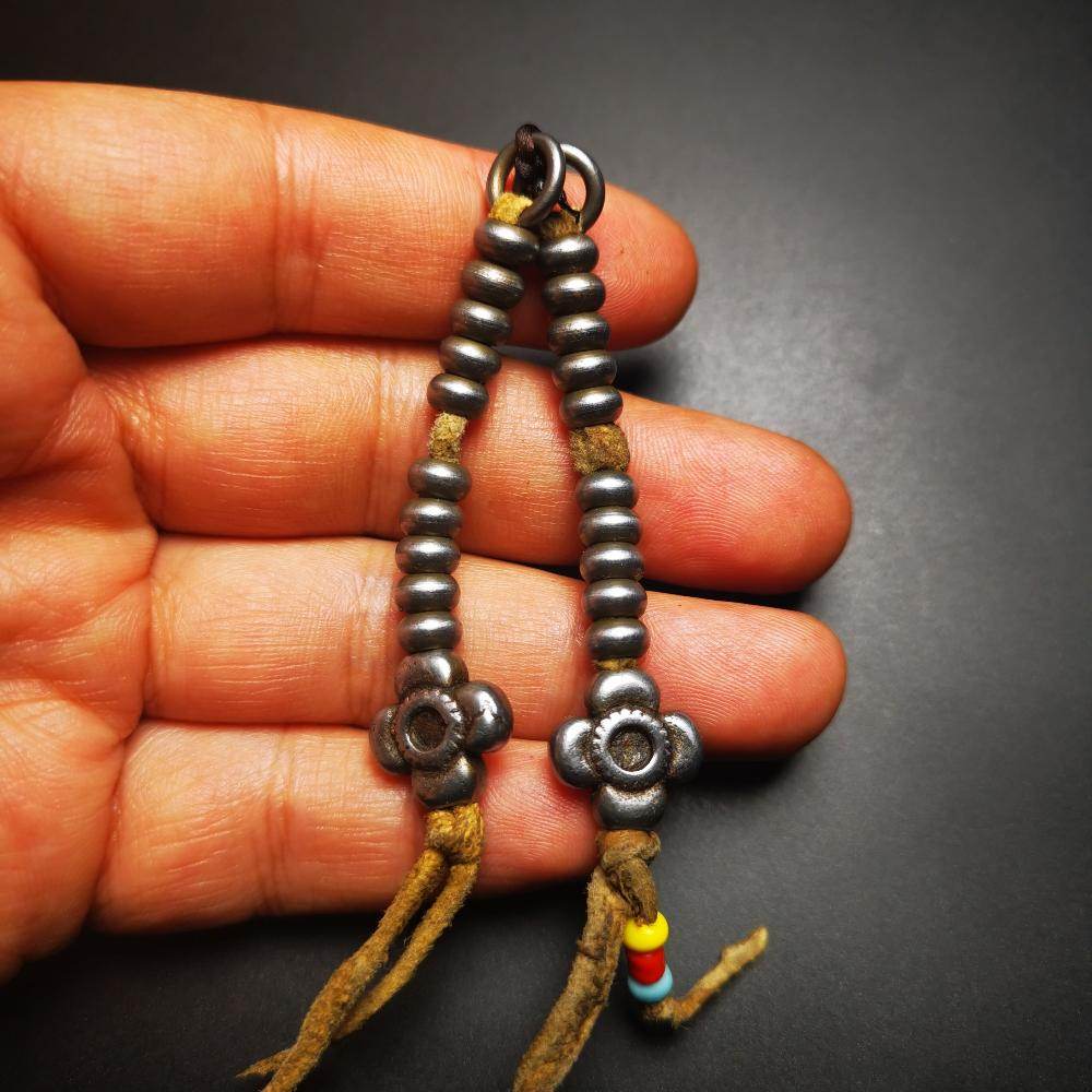 6mm Cold Iron Prayer Bead Counters with Gesang Flower Pendant - Gandhanra-ART