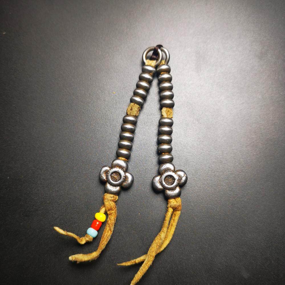 6mm Cold Iron Prayer Bead Counters with Gesang Flower Pendant - Gandhanra-ART