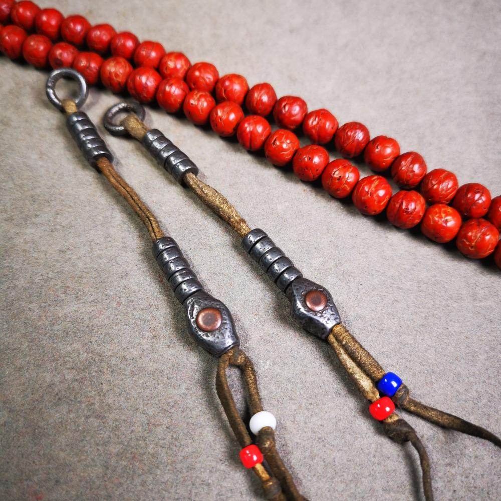 6mm Cold Iron Prayer Bead Counters with Mantra Dot Pendant - Gandhanra-ART