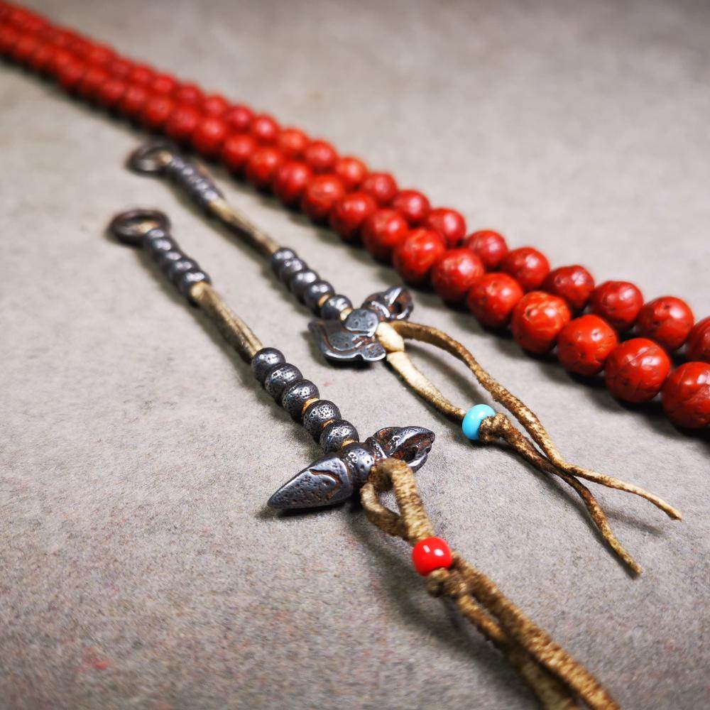 5mm Cold Iron Prayer Bead Counters with Kila and Kartika Pendant - Gandhanra-ART