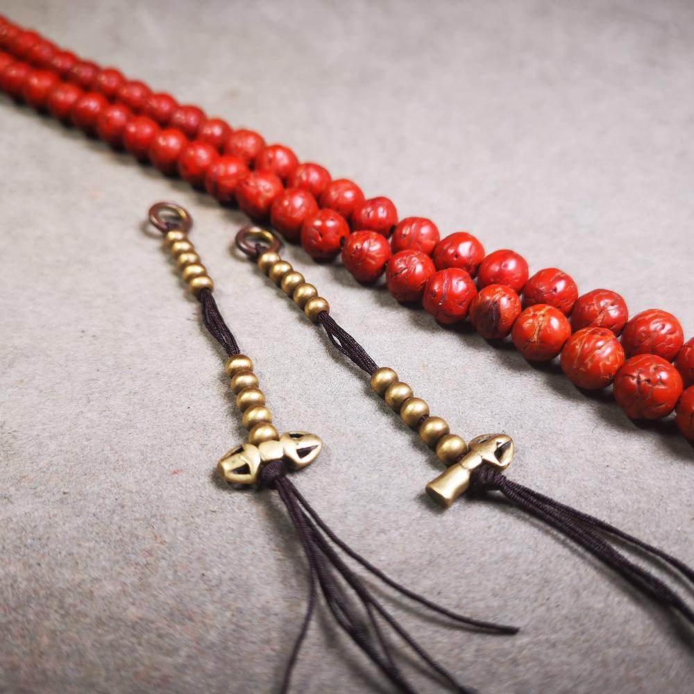 4mm Brass Prayer Bead Counters with Dorje Bell Pendant - Gandhanra-ART
