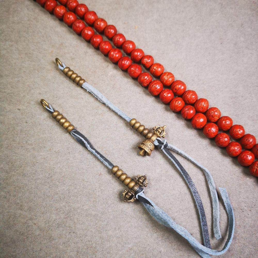 5mm Brass Prayer Bead Counters with Dorje Bell Pendant - Gandhanra-ART