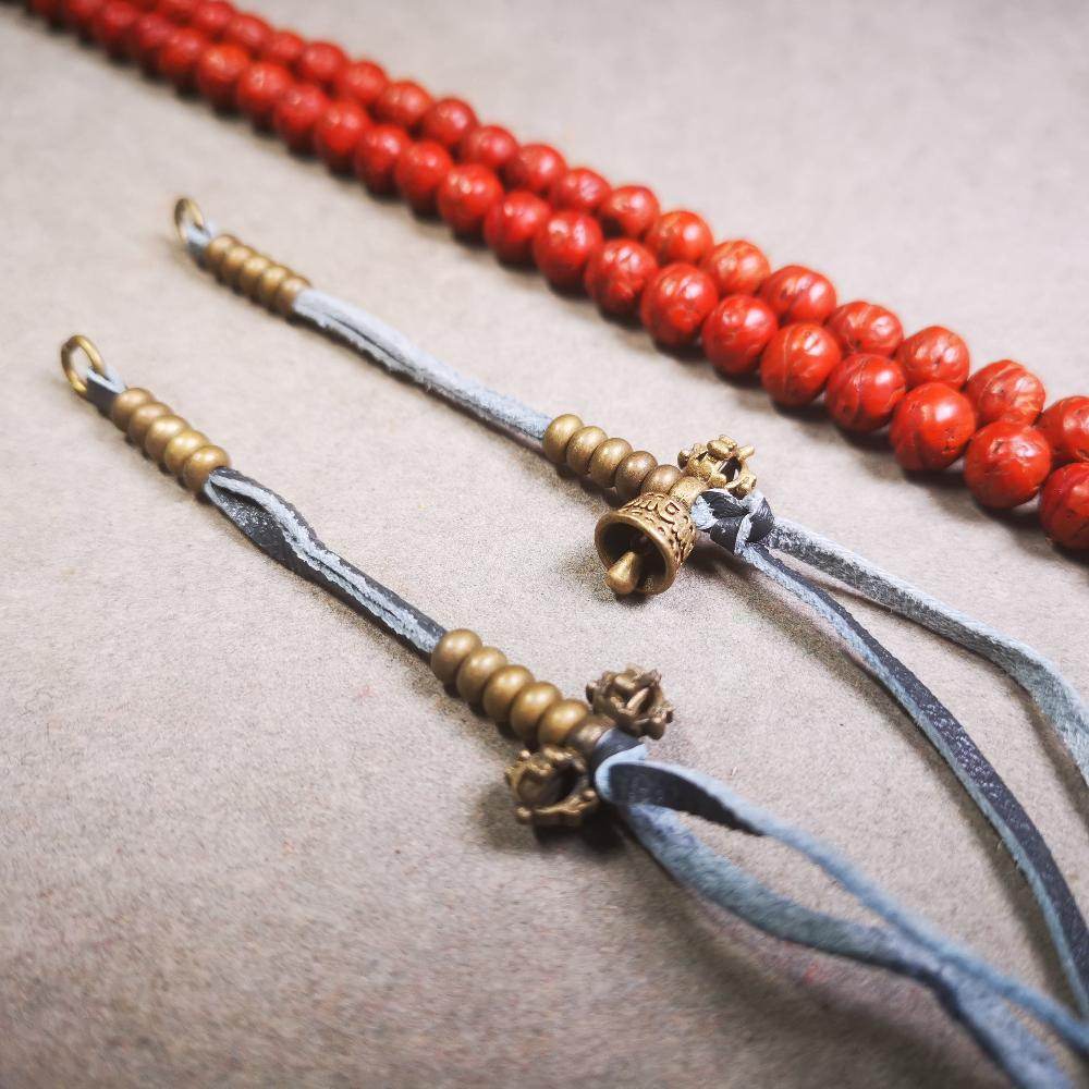 5mm Brass Prayer Bead Counters with Dorje Bell Pendant - Gandhanra-ART