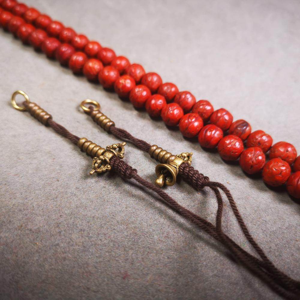 4mm Brass Prayer Bead Counters with Dorje Bell Pendant - Gandhanra-ART