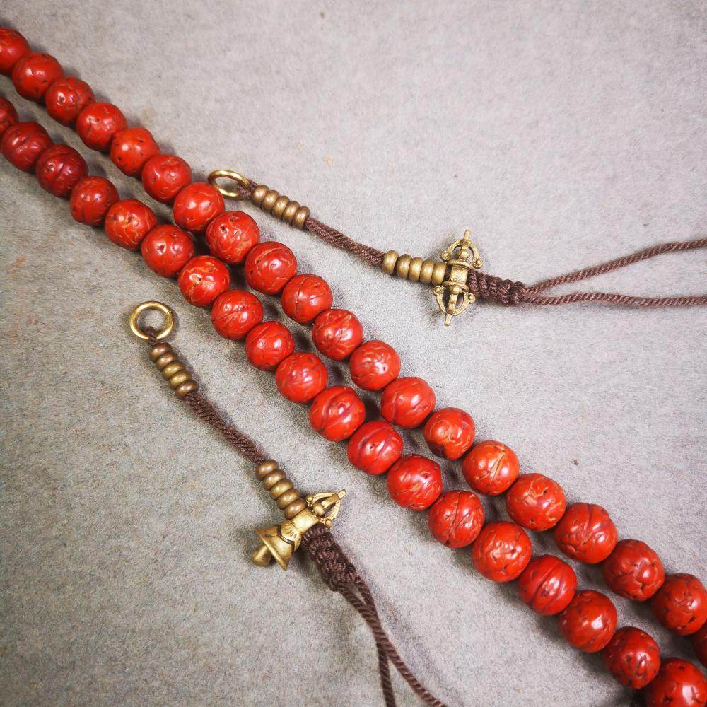 4mm Brass Prayer Bead Counters with Dorje Bell Pendant - Gandhanra-ART