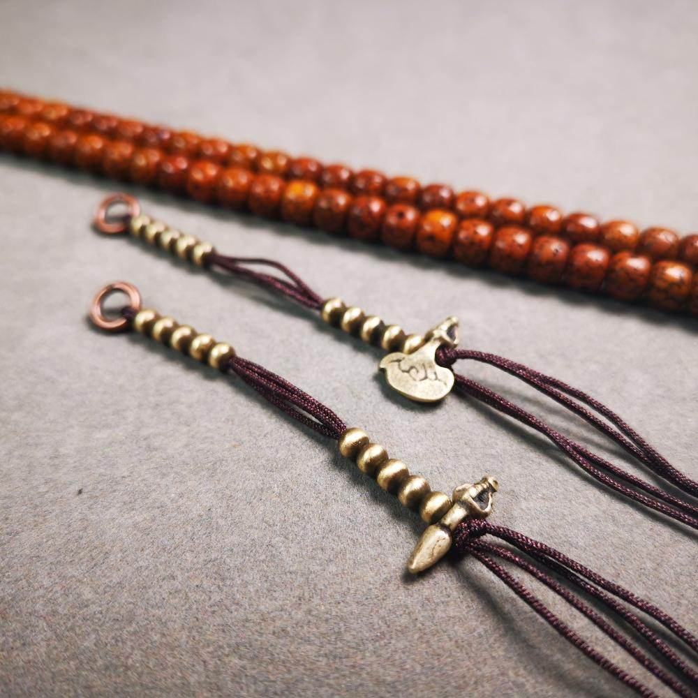 4mm Brass Prayer Bead Counters with Kila and Kartika Pendant - Gandhanra-ART