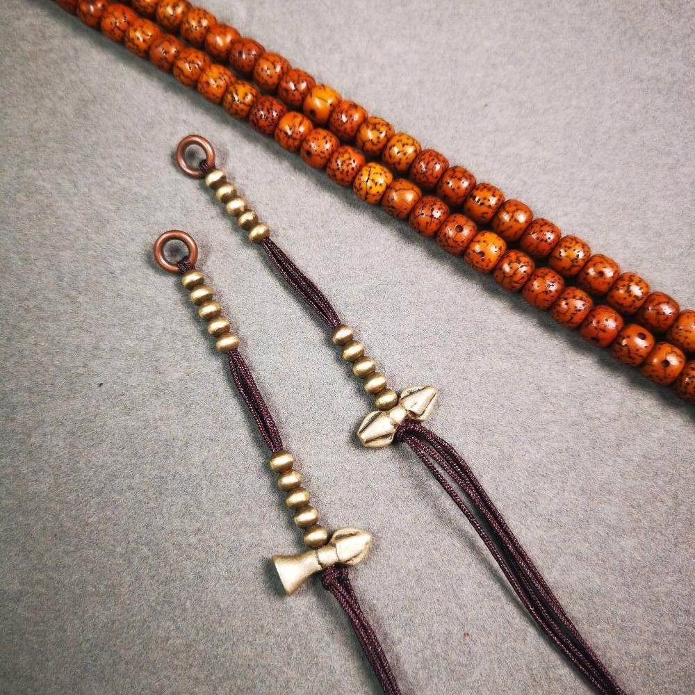 4mm Brass Prayer Bead Counters with Dorje Bell Pendant - Gandhanra-ART