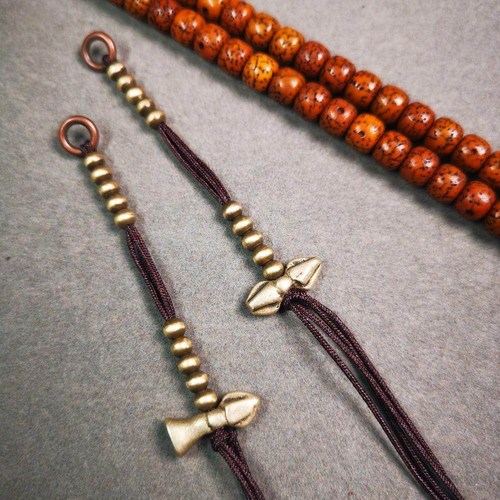4mm Brass Prayer Bead Counters with Dorje Bell Pendant - Gandhanra-ART