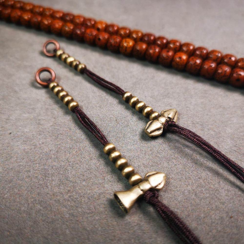 4mm Brass Prayer Bead Counters with Dorje Bell Pendant - Gandhanra-ART