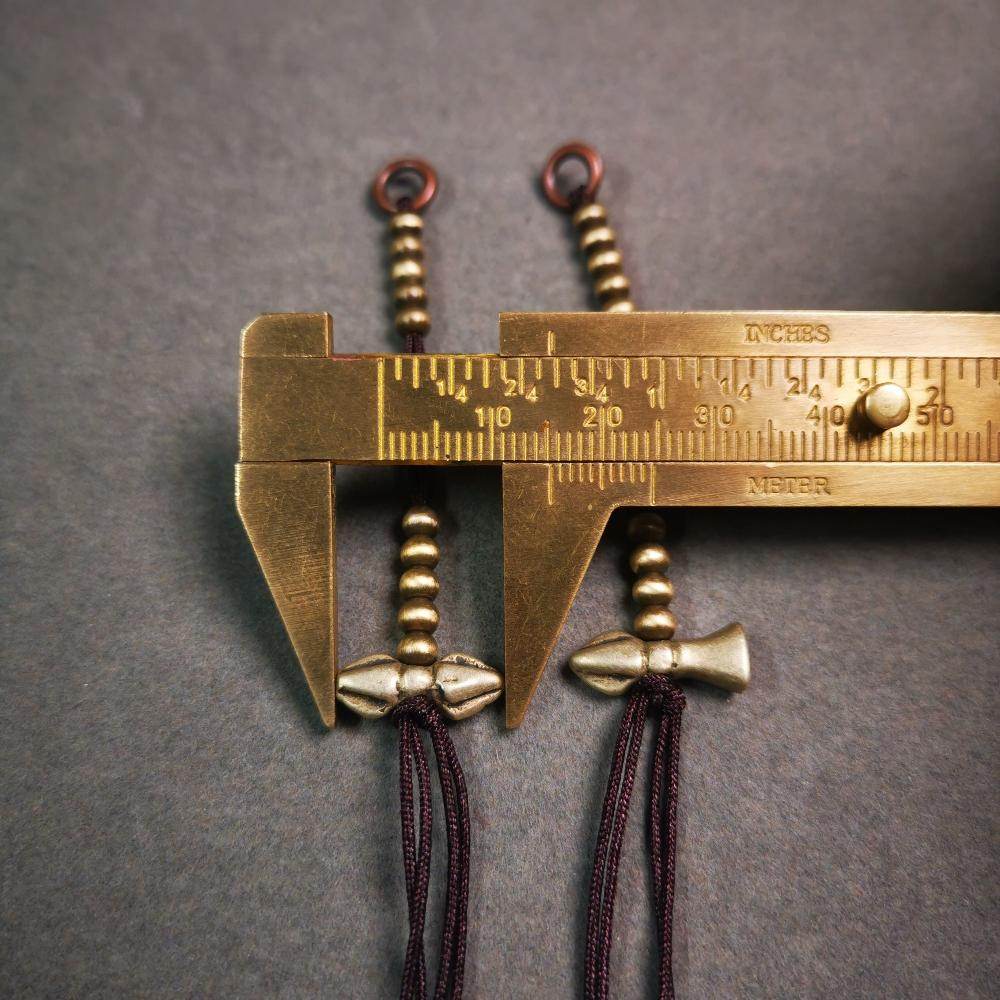 4mm Brass Prayer Bead Counters with Dorje Bell Pendant - Gandhanra-ART