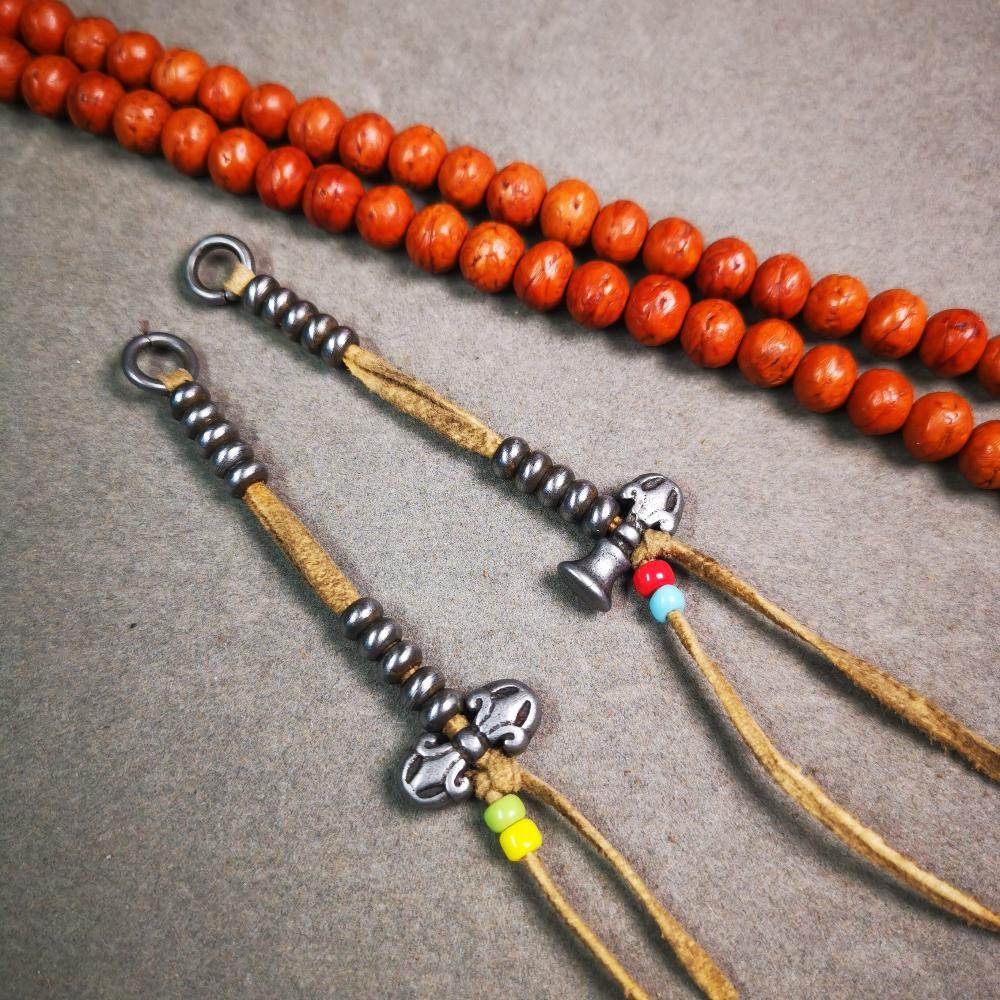 5mm Cold Iron Prayer Bead Counters with Dorje Bell Pendant - Gandhanra-ART
