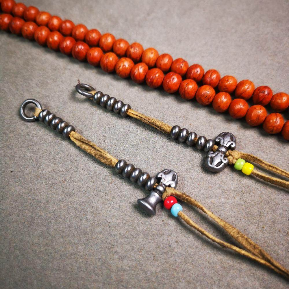 5mm Cold Iron Prayer Bead Counters with Dorje Bell Pendant - Gandhanra-ART