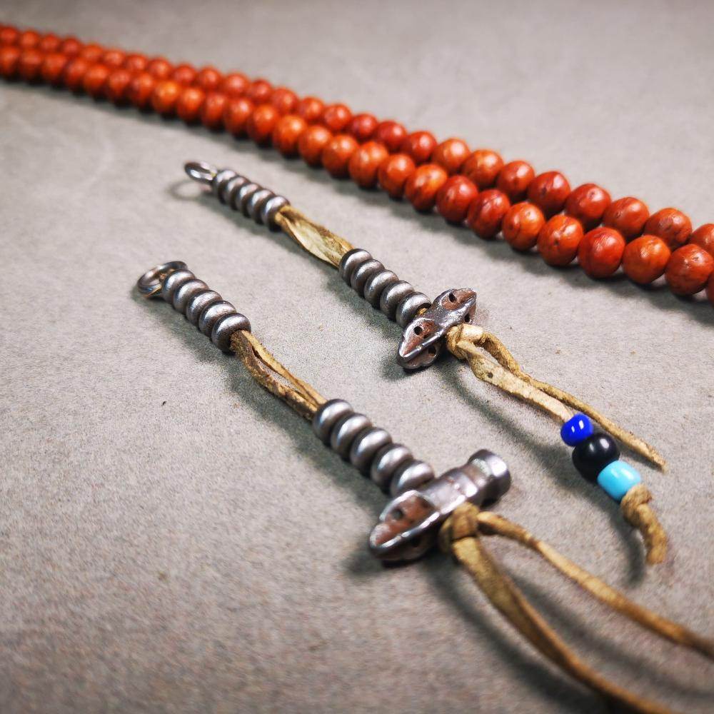 6mm Cold Iron Prayer Bead Counters with Dorje Bell Pendant - Gandhanra-ART