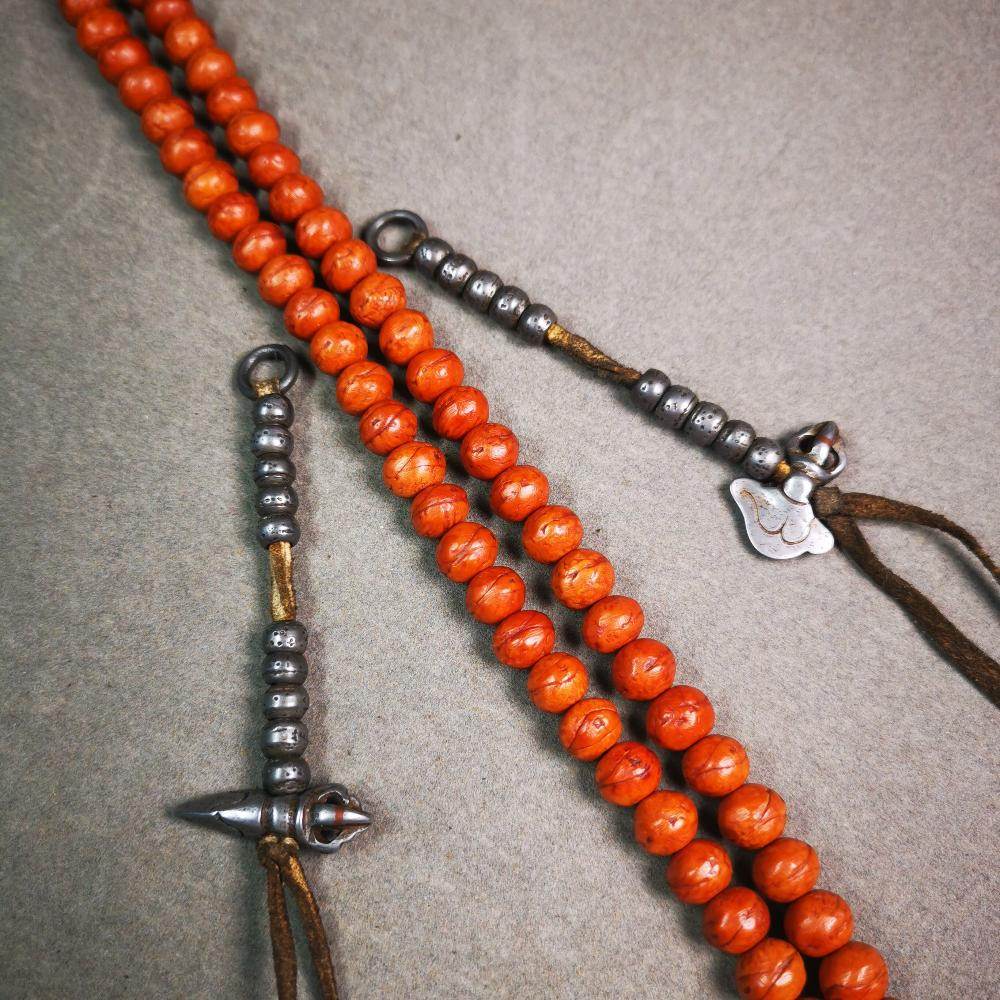 6mm Cold Iron Prayer Bead Counters with Kila and Kartika Pendant - Gandhanra-ART