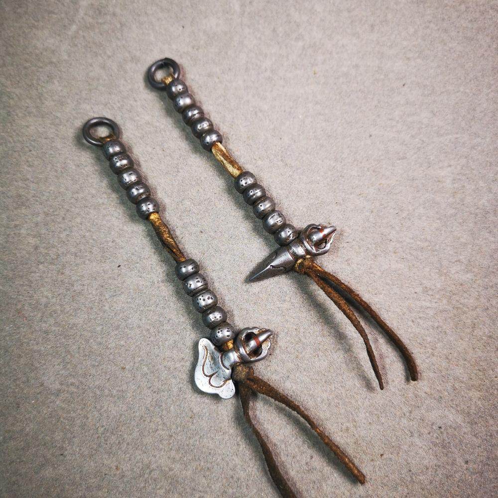 6mm Cold Iron Prayer Bead Counters with Kila and Kartika Pendant - Gandhanra-ART