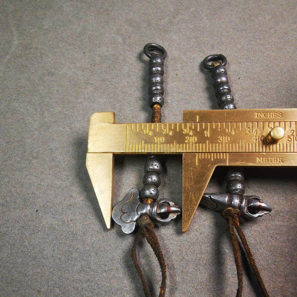 6mm Cold Iron Prayer Bead Counters with Kila and Kartika Pendant - Gandhanra-ART