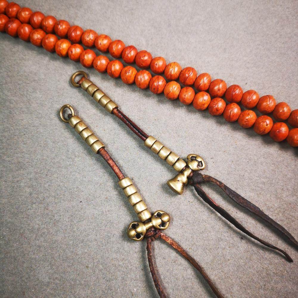 5mm Brass Prayer Bead Counters with Dorje Bell Pendant - Gandhanra-ART