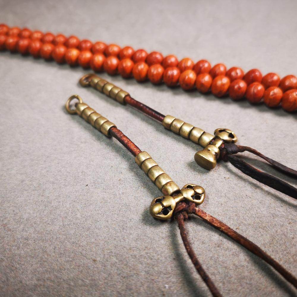 5mm Brass Prayer Bead Counters with Dorje Bell Pendant - Gandhanra-ART
