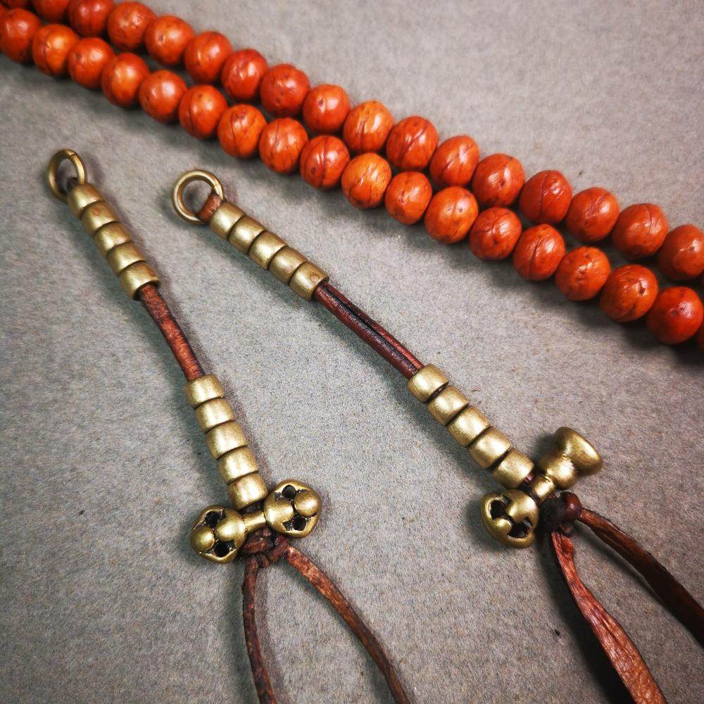 5mm Brass Prayer Bead Counters with Dorje Bell Pendant - Gandhanra-ART