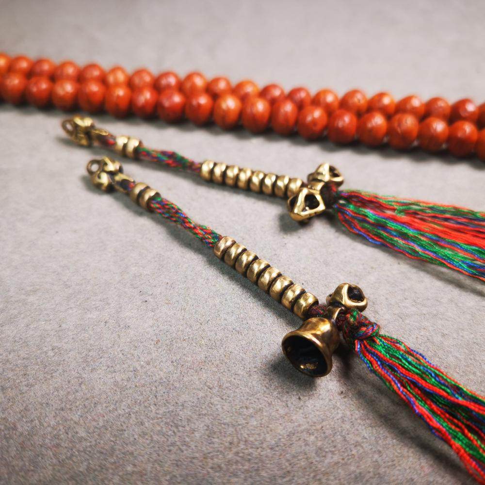 5mm Brass Prayer Bead Counters with Dorje Bell Pendant - Gandhanra-ART