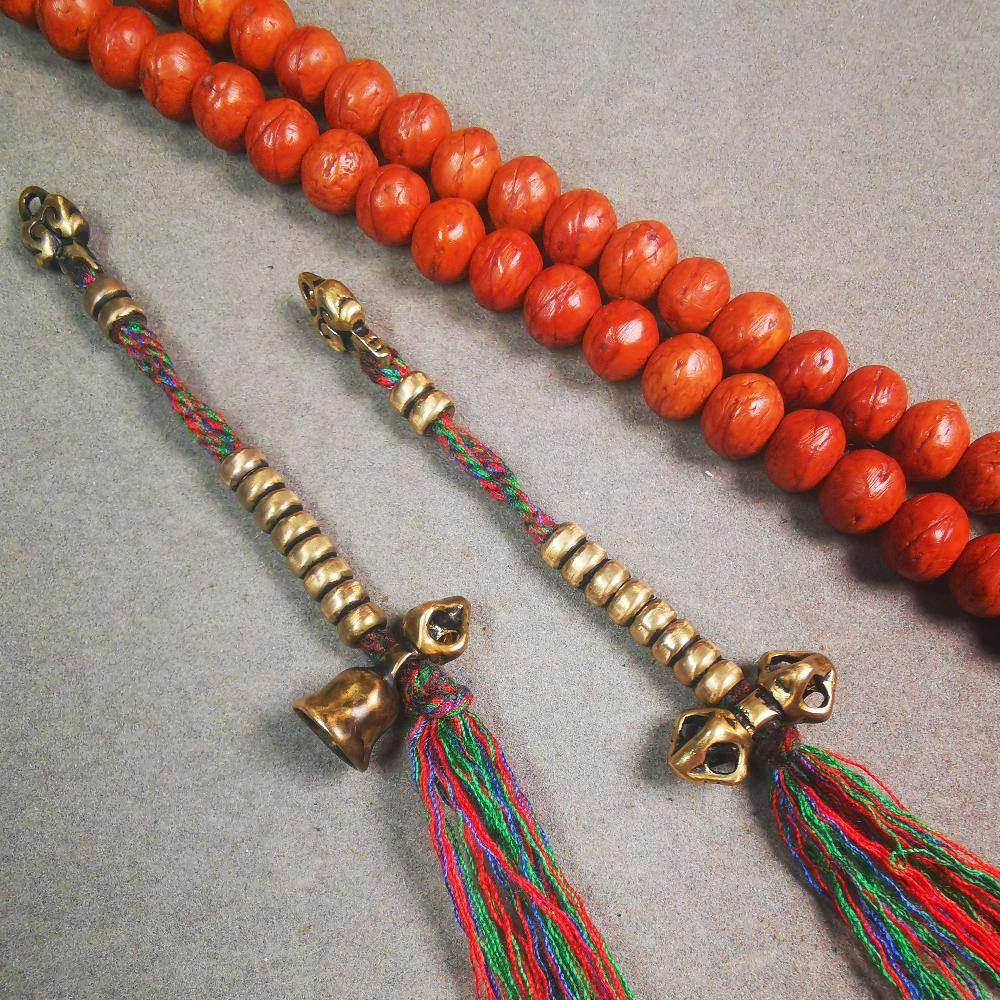 5mm Brass Prayer Bead Counters with Dorje Bell Pendant - Gandhanra-ART