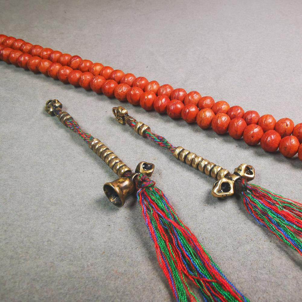 5mm Brass Prayer Bead Counters with Dorje Bell Pendant - Gandhanra-ART