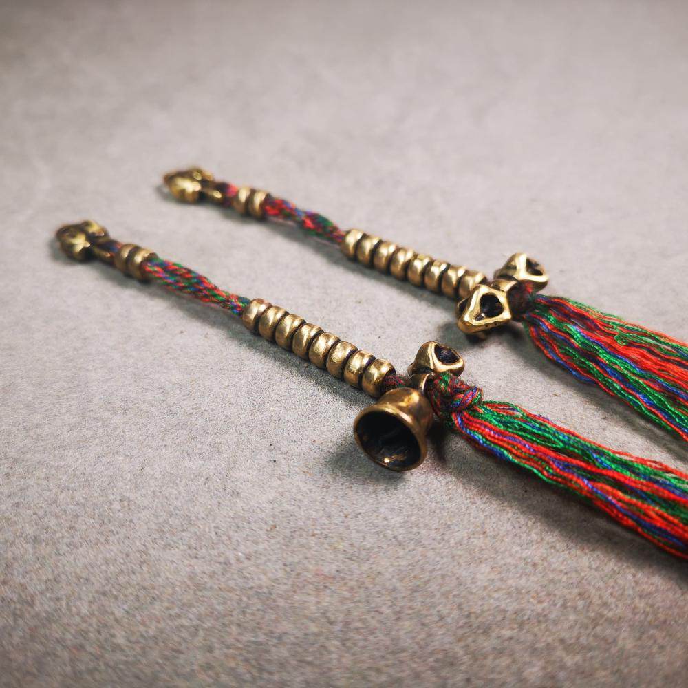 5mm Brass Prayer Bead Counters with Dorje Bell Pendant - Gandhanra-ART