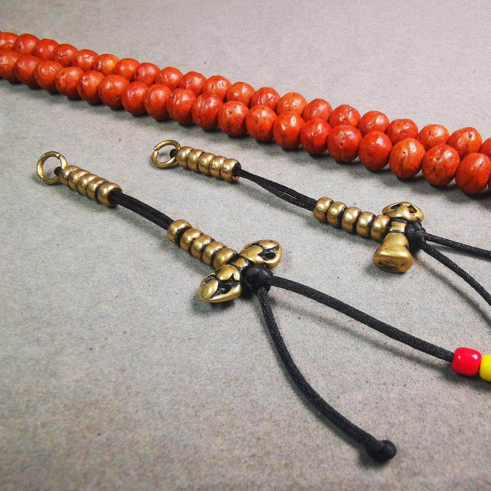 5mm Brass Prayer Bead Counters with Dorje Bell Pendant - Gandhanra-ART