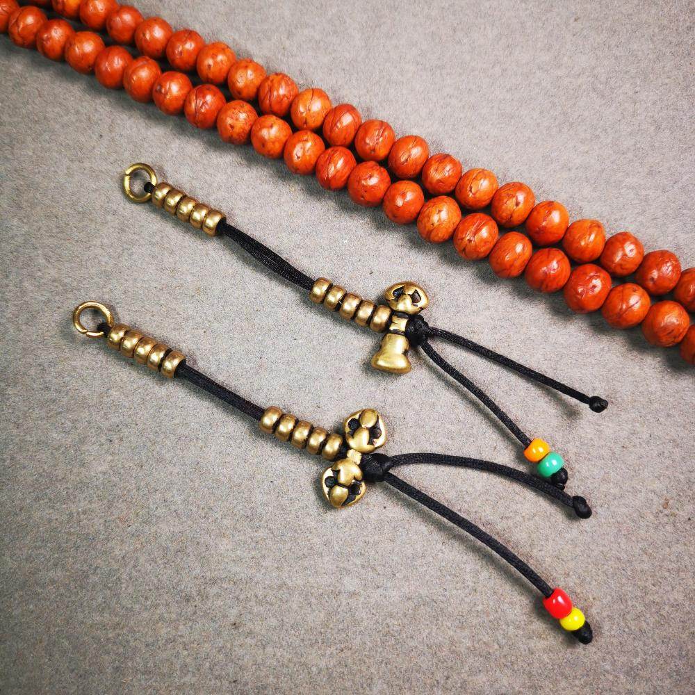 5mm Brass Prayer Bead Counters with Dorje Bell Pendant - Gandhanra-ART