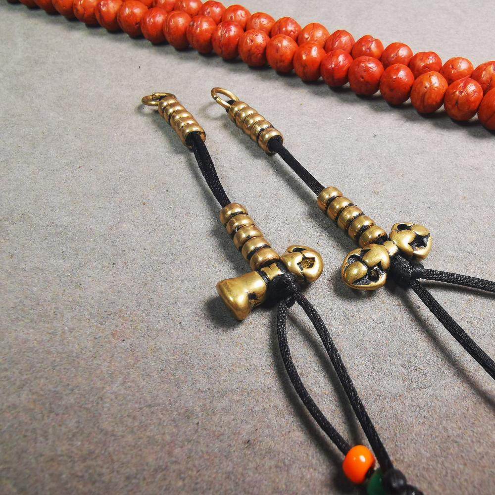 5mm Brass Prayer Bead Counters with Dorje Bell Pendant - Gandhanra-ART