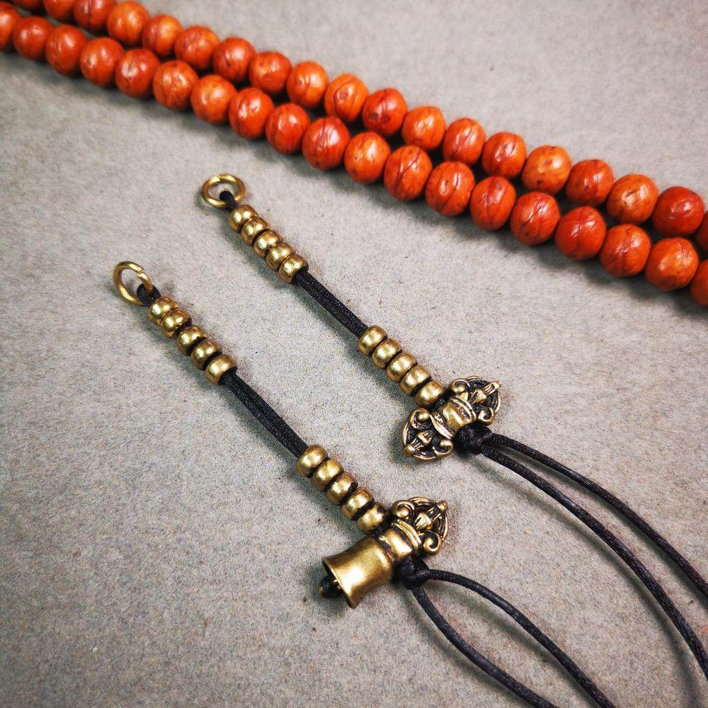 5mm Brass Prayer Bead Counters with Dorje Bell Pendant - Gandhanra-ART