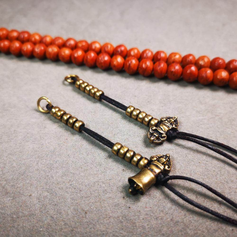 5mm Brass Prayer Bead Counters with Dorje Bell Pendant - Gandhanra-ART