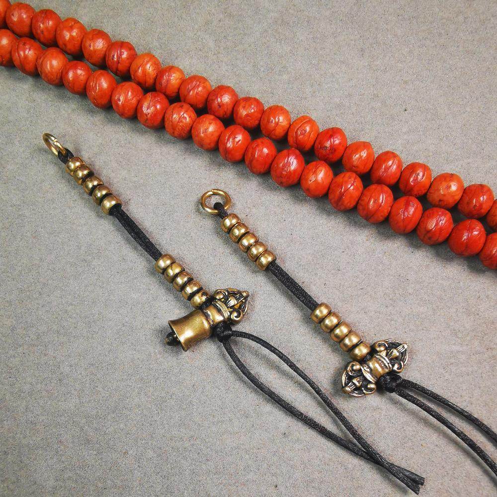 5mm Brass Prayer Bead Counters with Dorje Bell Pendant - Gandhanra-ART