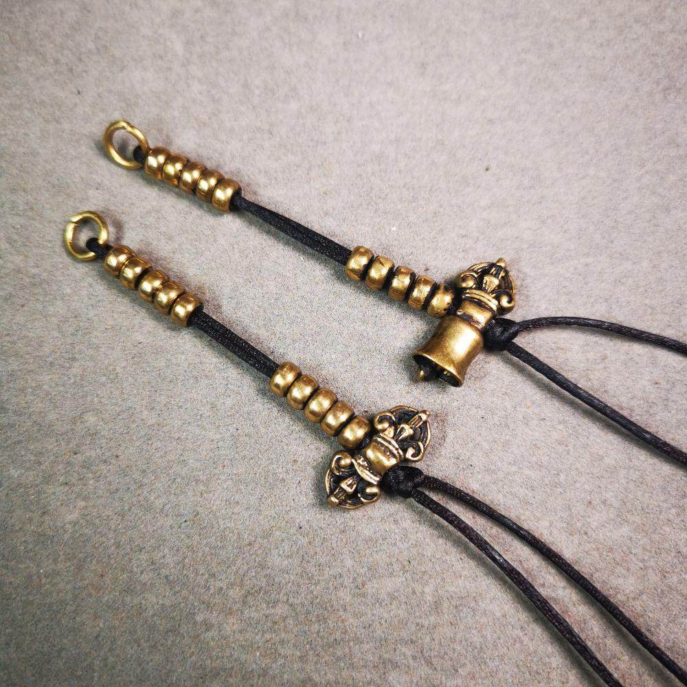 5mm Brass Prayer Bead Counters with Dorje Bell Pendant - Gandhanra-ART