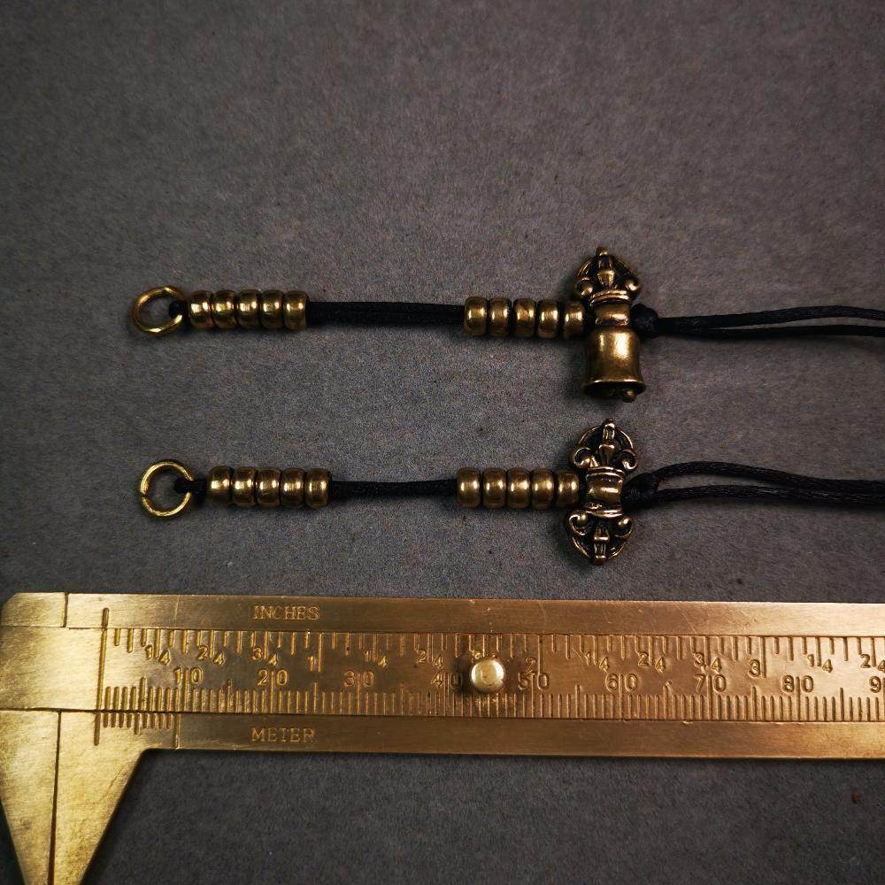 5mm Brass Prayer Bead Counters with Dorje Bell Pendant - Gandhanra-ART