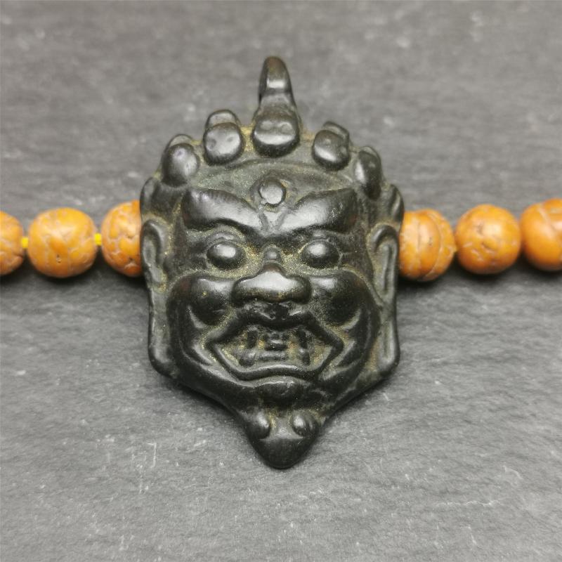 Gandhanra Antique Tibetan Buddhism Thokcha Amulet,Mahakala Pendant,1.8" × 1.2"