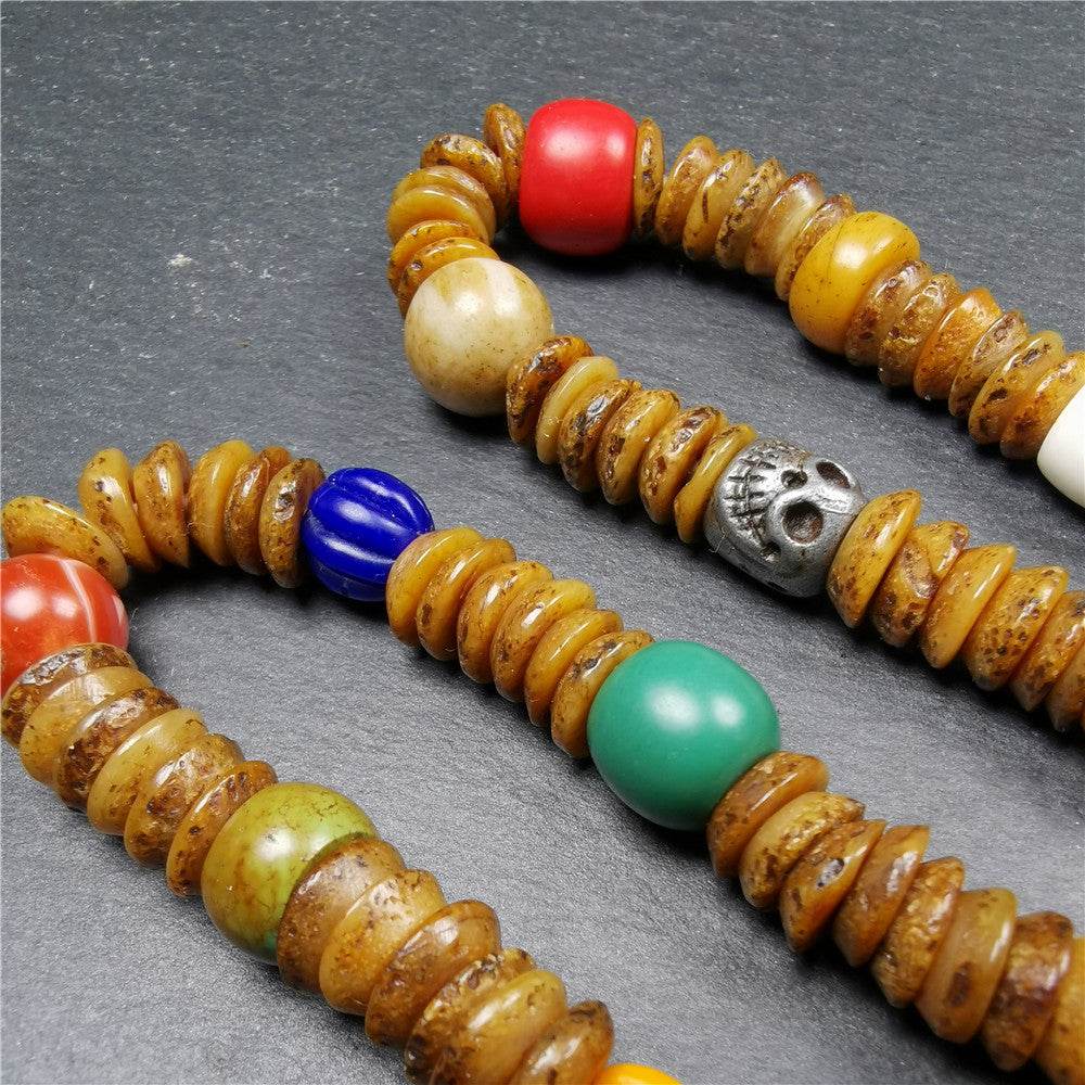 Old Kapala Skull Bone Mala,Disk Shape - Gandhanra-ART