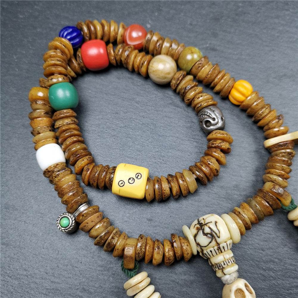 Old Kapala Skull Bone Mala,Disk Shape - Gandhanra-ART