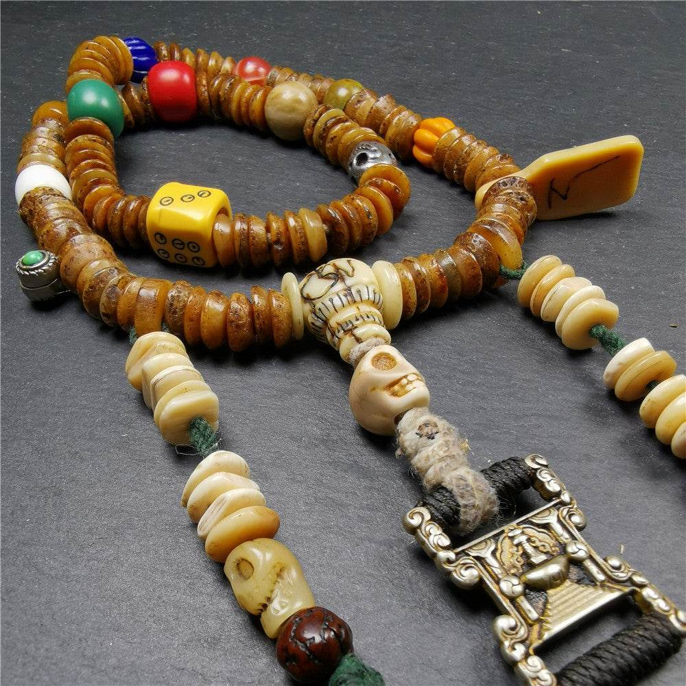 Old Kapala Skull Bone Mala,Disk Shape - Gandhanra-ART