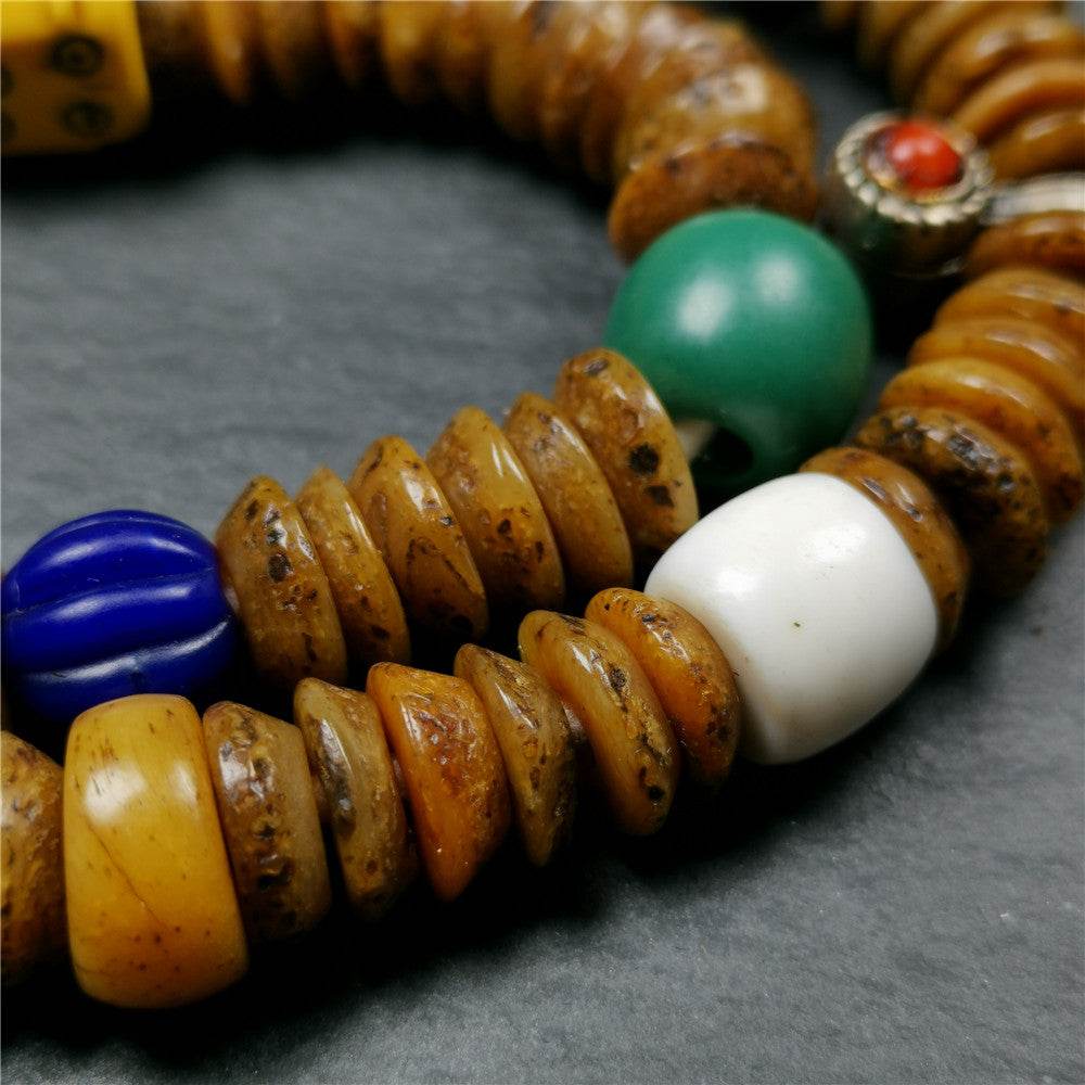 Old Kapala Skull Bone Mala,Disk Shape - Gandhanra-ART