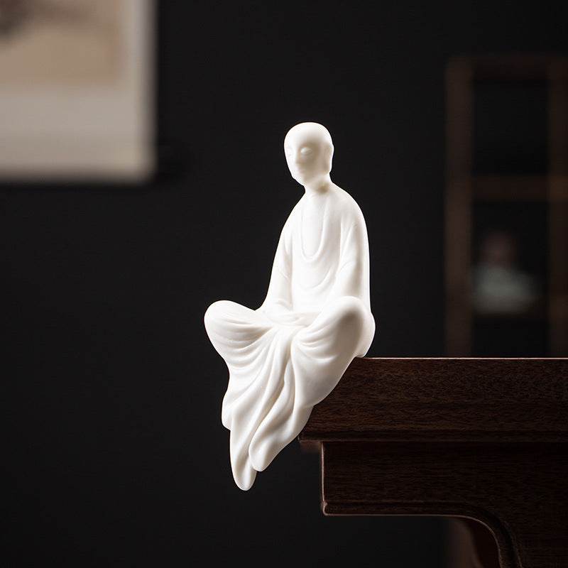 White Porcelain Buddha Statue - Tibetan Buddhist statue, size reference