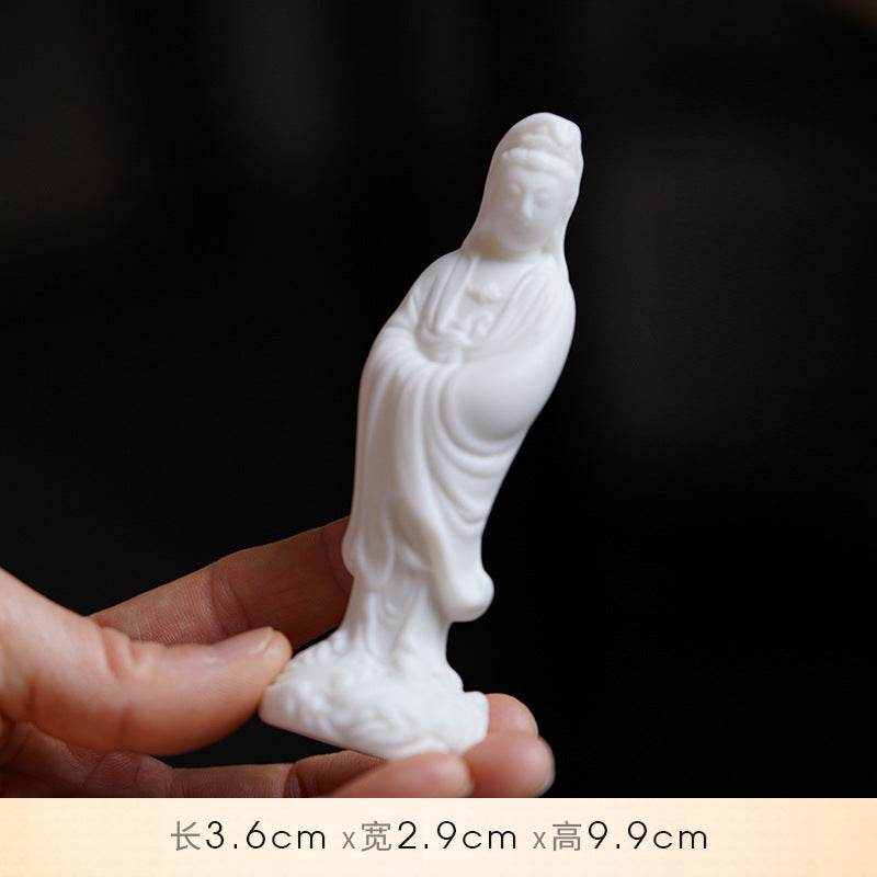 White Ceramic Zen Figurine Ornament - Gandhanra-ART