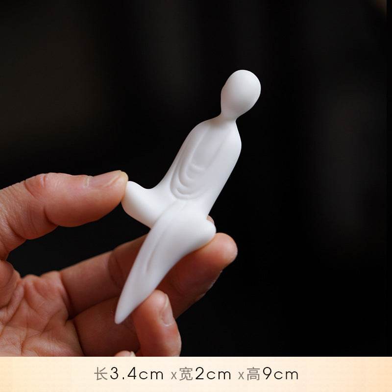 White Ceramic Zen Figurine Ornament - Gandhanra-ART