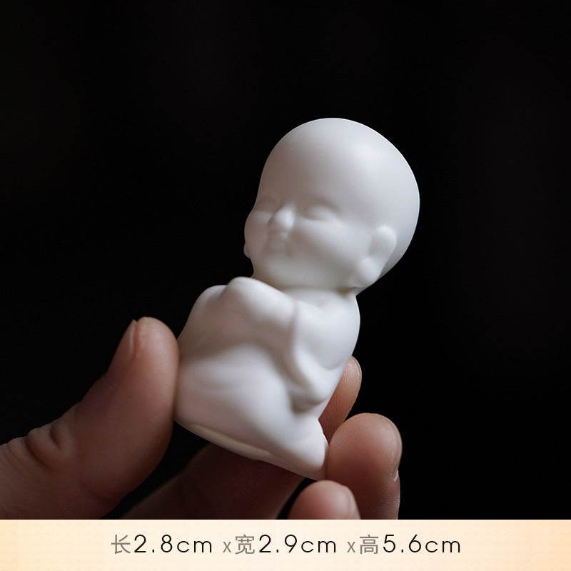 White Ceramic Zen Figurine Ornament - Gandhanra-ART