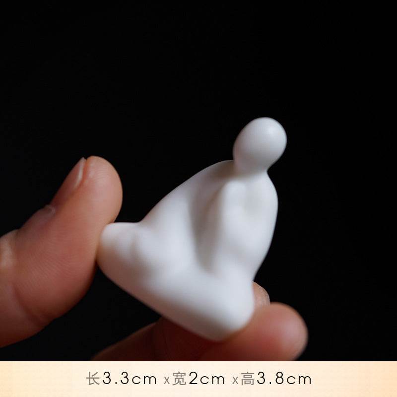 White Ceramic Zen Figurine Ornament - Gandhanra-ART