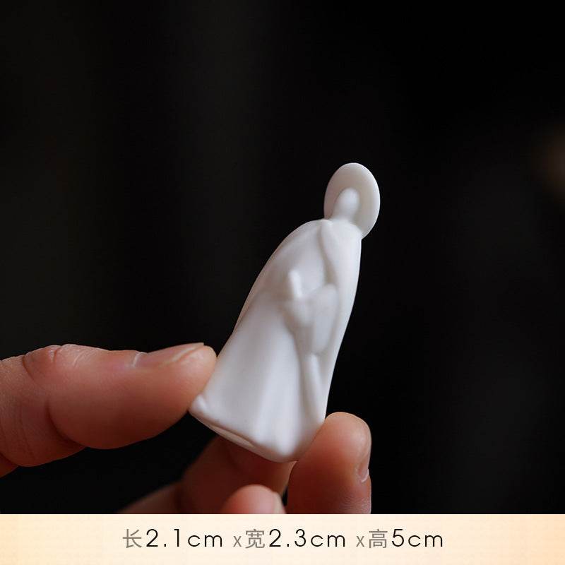 White Ceramic Zen Figurine Ornament - Gandhanra-ART
